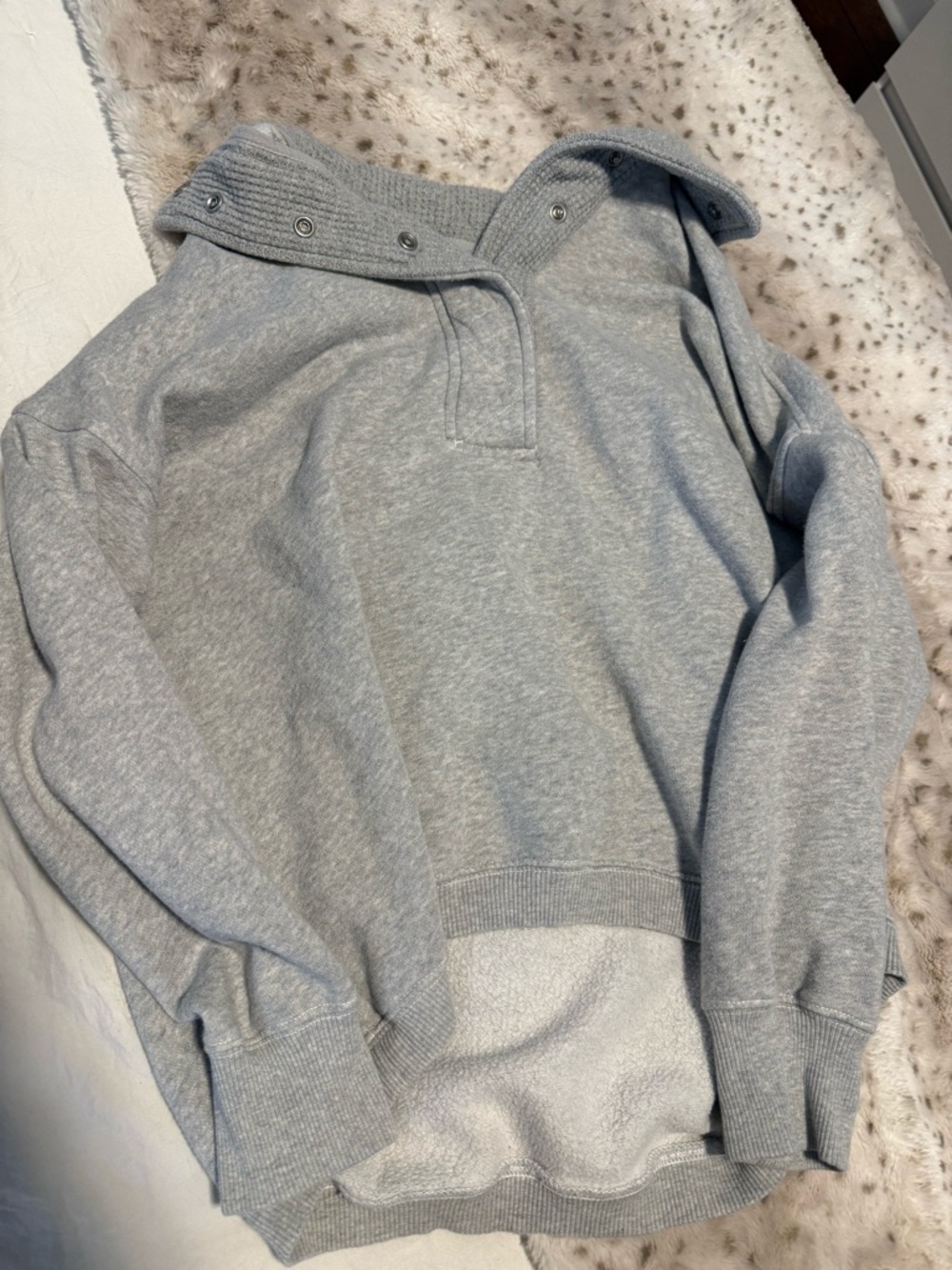 aerie Gray Snap-Trim Pullover Hoodie